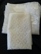 2 PIECES WHITE FLORAL MESH POLYESTER LACE FABRIC - 1 yd X 1 yd  2 yd X 1yd 
