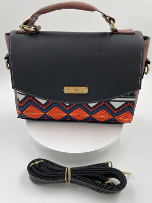 Cross Body Tote Purse Hand bag Frame Artisanal Jute Ethnic Pattern Hand Made