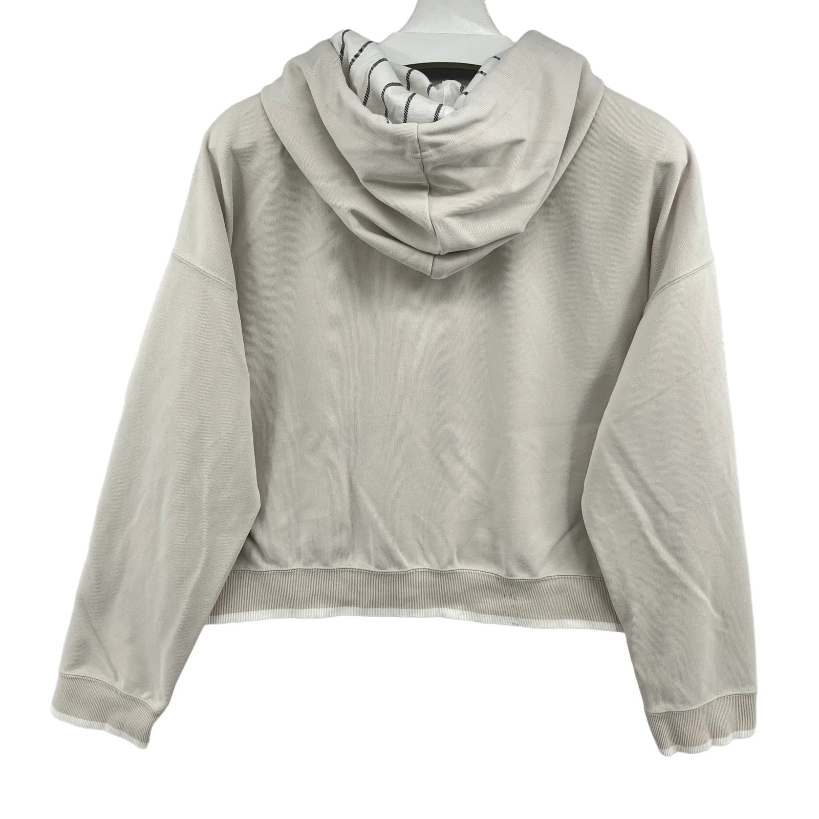 OFF WHITE Felpa con cappuccio Adidas pullover tagliata donna extra large stile retrò logo ortografico