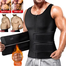 Men's Sauna Suit Waist Trainer Body Shaper Tank Top Compression Sweat Vest Shirt