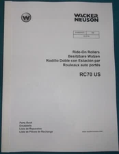 WACKER RC70-US RIDE ON ROLLER COMPACTOR ILLUSTRATED PARTS MANUAL BOOK