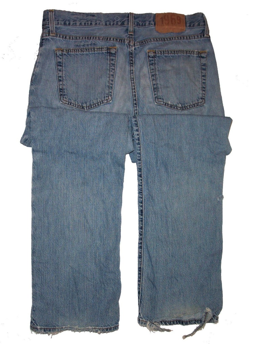 Gap 1969 ~ STRAIGHT FIT ~ Mens Distressed ~ Denim Blue Jeans