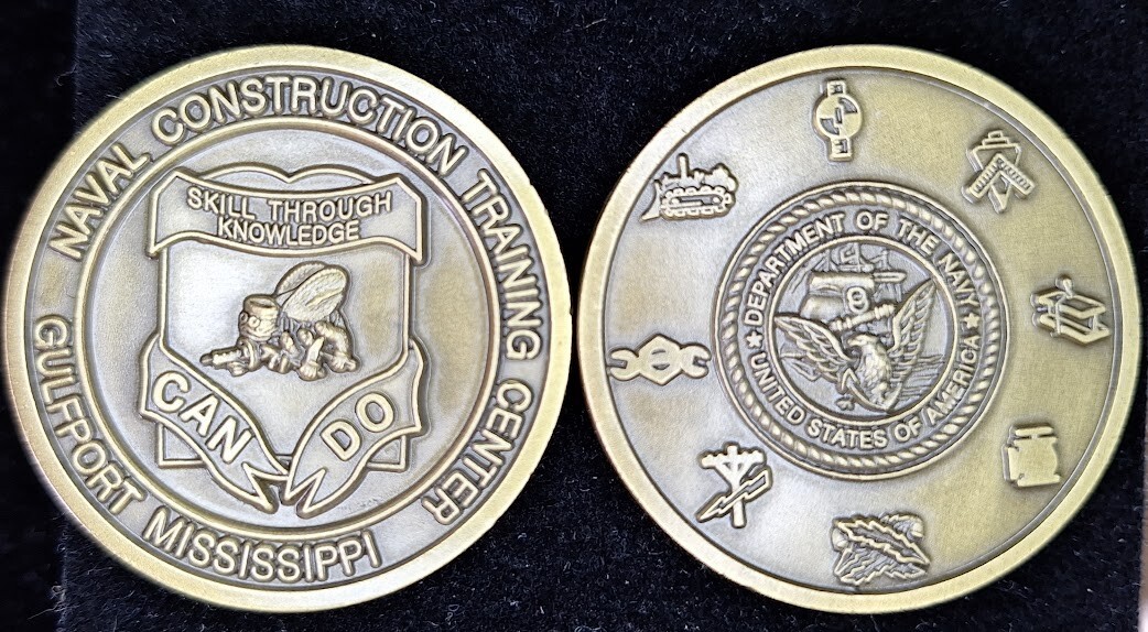 SEABEES Naval Construction Training Center Gulfport MS Navy Challenge Coin