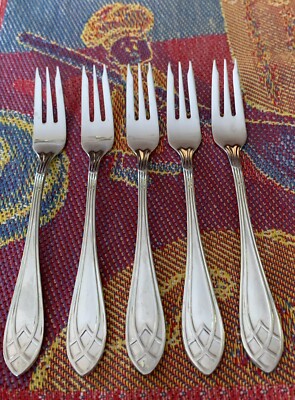 5 Cocktail Seafood Forks 6'' Retroneu 18/8 Stainless NOBLIS Hard to Find Pattern