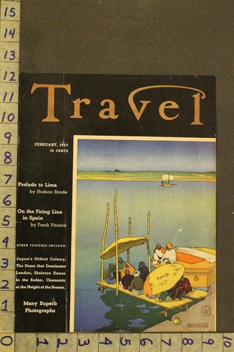 1937 BENARES INDIA GANGES RIVER BARTLETT ILLUS TRAVEL MAG ORIGINAL COVER ARTVZ92