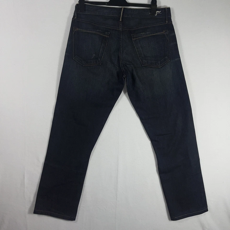 Jeans Ernest Cosidos Fulton Talla Verdadera 36x30 Lavado Oscuro Botón Recto Mosca Hechos en EE. UU. Foto 3 de 4