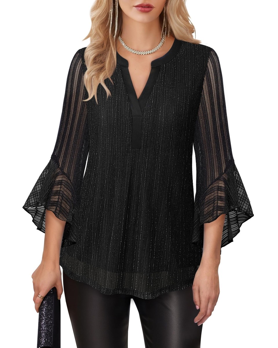 V Neck Chicos Evening Tops Womens Dressy Tops Black Dressy Tops