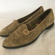 Vintage Hush Puppies Green Suede Flats Baroque Shoes Art Nouveau Retro Sz 6