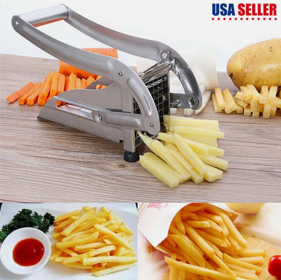 2 Blades Stainless Steel French Fry Cutter Potato Vegetable  Chopper Dicer