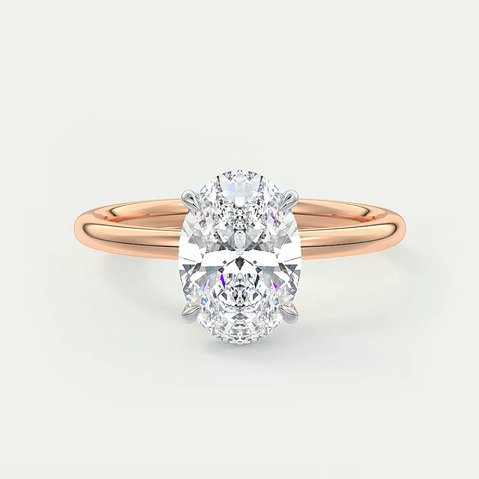 Women Diamond Wedding Ring Lab Grown Oval 2 Carat IGI Certified 14k Rose Gold - Image 3 of 4