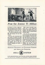 Magazine Ad - 1926 - AT&T / Bell System - One Sentence to Millions