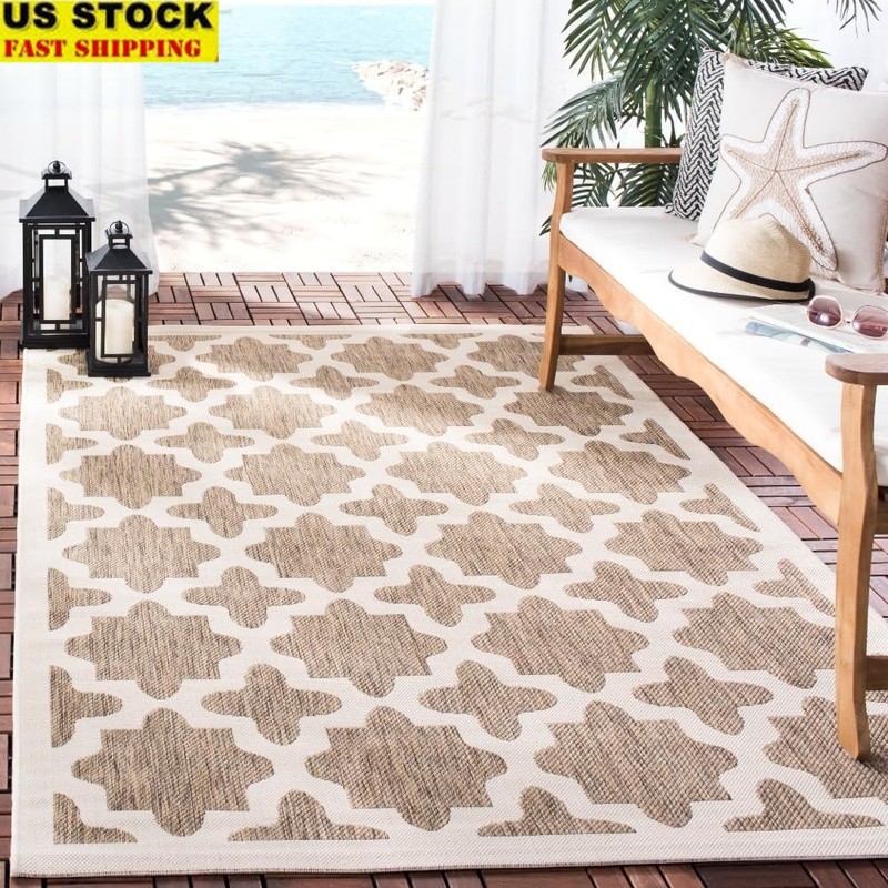 Durable Stain Resistant Indoor Outdoor Area Rug Easy Clean Pet Friendly UV Safe
