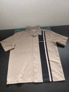 Swing Jay Jacobs Bowling Retro Shirt Men's 2XL XXL Button Up Beige Black Vtg