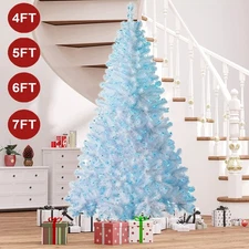 4/5/6/7ft Christmas Tree with LED Lights Bushy Tips Artificial Xmas Holiday Home