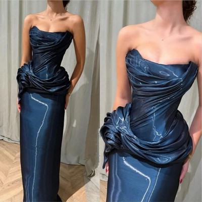 Fashion Strapless Evening Dress Pleat Mermaid Summer Holiday Formal WeddingParty