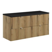 Badezimmer BadmöBel Waschtischunterschrank 120Cm Eiche Schwarz 4 Schubladen