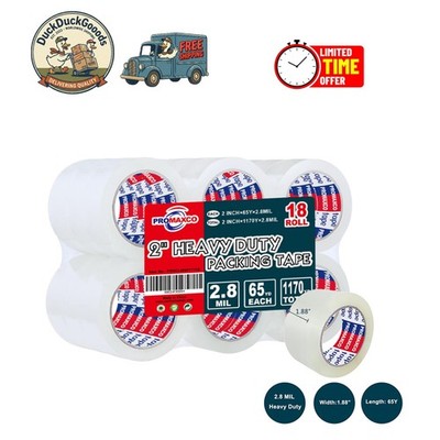18-Pack Heavy Duty Clear Packing Tape 2.8 mil - Perfect for Shipping & Packaging