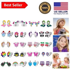 Vibrant 20-Pair Non-Pierced Clip-On Earrings for Kids - Adorable Animal Designs