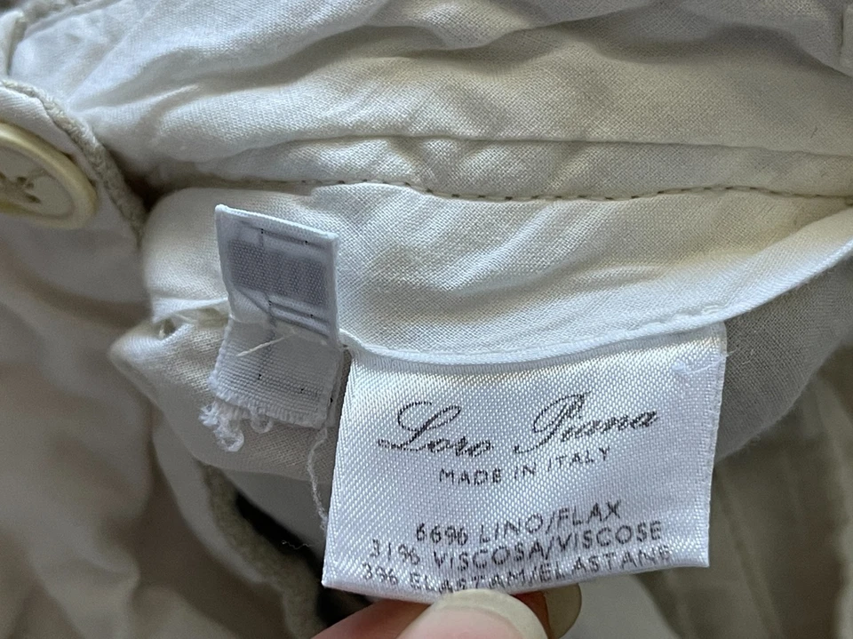 Pantalones Loro Piana para mujer 40 (cintura 24") mezcla de lino silenciosos de lujo hechos en Italia Foto 3 de 4