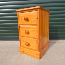 Narrow Solid Pine 3 Drawer Bedside Table Chest of Drawers - 34cm Wide