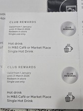 Marks and Spencer Hot Drink Vouchers Pack of 6