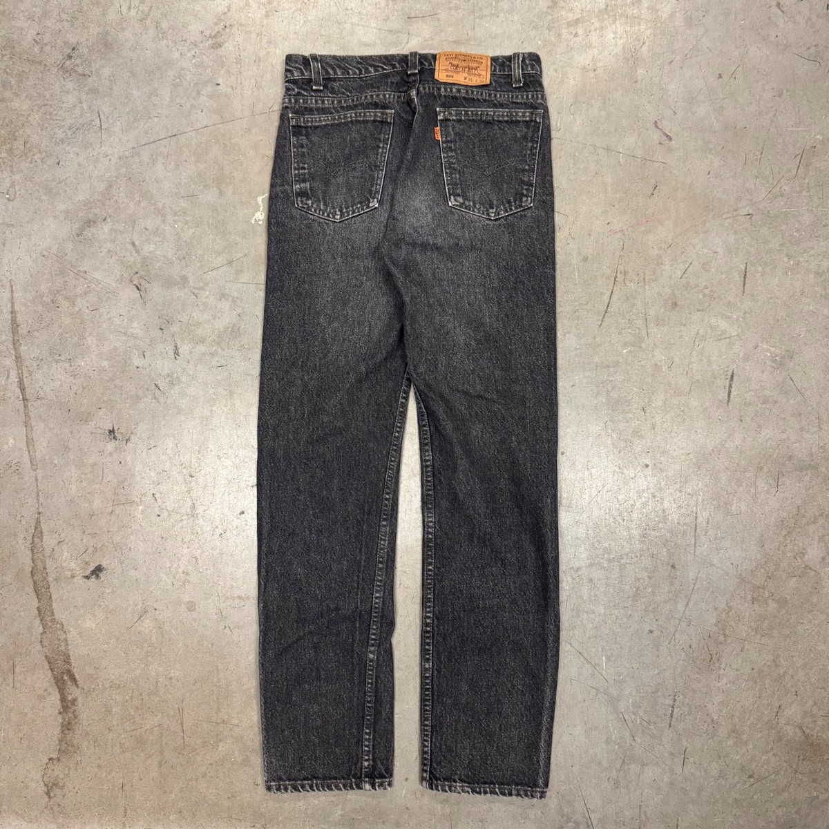 VTG 80s Levi's 505 Orange Tab Stone Wash Black Denim Jeans Made in