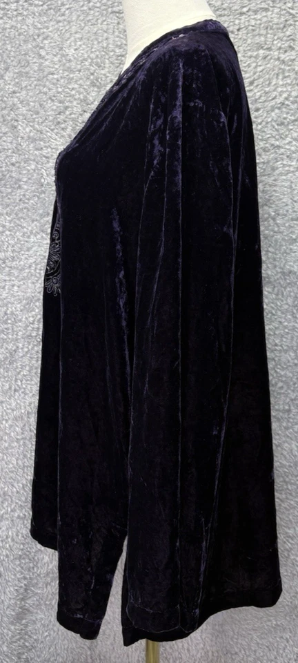 Top túnica de terciopelo Chicos para mujer con cuentas boho artístico largo Slv cuello en V púrpura talla 3 XL Foto 2 de 4