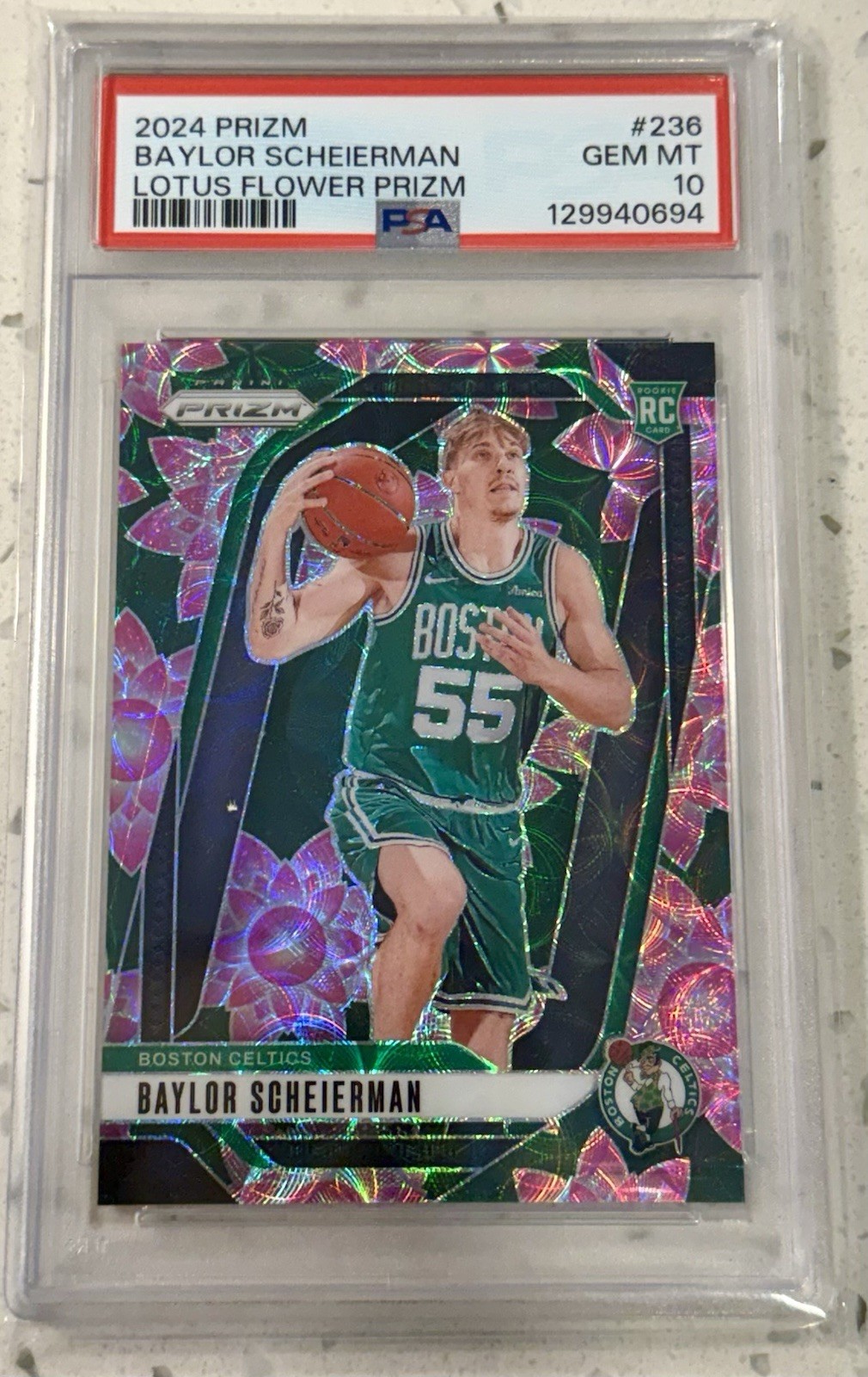 2024-25 Prizm Baylor Scheierman #236 Lotus Flower Prizm Rookie RC /18 PSA 10