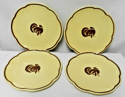 TAG Turkey Starter Salad Side Dessert Snack plate set 4 micro dish 8'' yellow