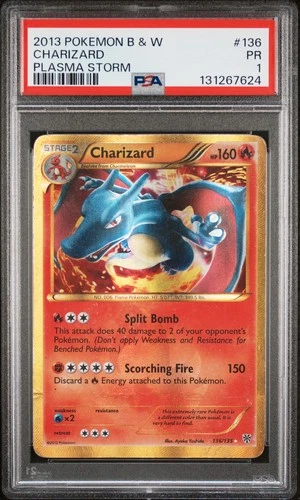 Charizard Plasma Storm Secret PSA 1 Black & White Plasma Storm #136