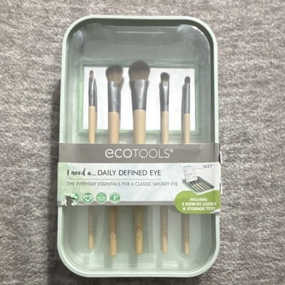 EcoTools Daily Defined Eye 5-Piece Makeup Brush Kit Cruelty-Free Vegan with Tin