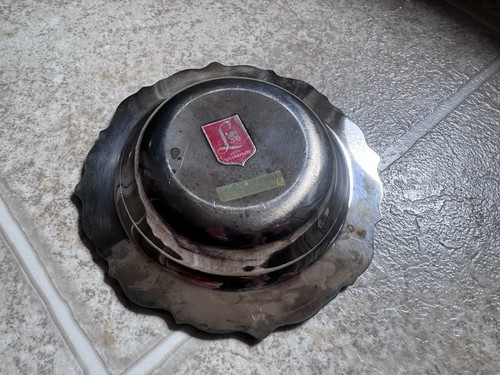Vintage Lunt Silverplate Raised Bowl With Floral Edges Etched V-27 Everts Dallas - Picture 3 of 5
