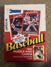 Donruss 1990 Baseball Puzzle & Cards Box - 13 unopened wax packs