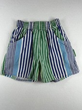 Oshkosh B  Gosh Vintage Green Blue Striped Rare Elastic Shorts 4T