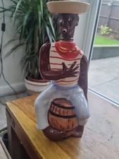 Vintage IKA Wunstorf Germany Folk Art Jamaican Man Rum Bottle Smoking