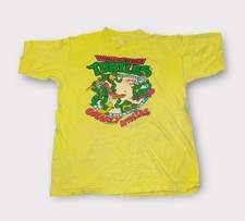 Vintage Teenage Mutant Ninja Turtles T-Shirt Youth M Yellow 1990 Mirage Studios