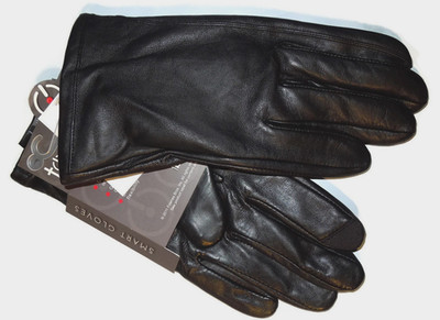 Fownes Touchpoint men's touch technology Gloves - Large / L - Black Leather