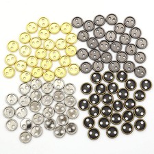 100 PCS 6mm 15/64 Inch Mini Metal Round Buttons 4 Colors 2 Hole Doll Clothes