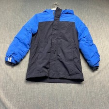 Lands End Boys' Jacket Size M 8 Blue Hooded Squall Waterproof Winter Coat