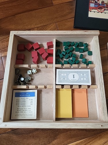 Vintage 2001 Parker Brothers Monopoly Train Wooden Box Edition HASBRO Completed - Picture 4 of 18