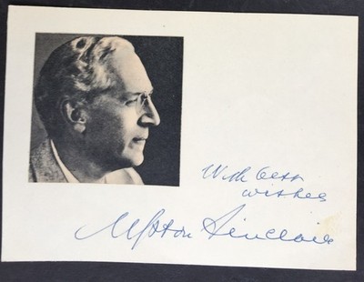 Upton Sinclair, ORIGINAL SIGNED Paper, RARE Genuine Autograph, American author