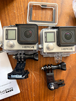 GoPro HERO4 Action Camera 12MP Waterproof 2-Cam Lot Housings Mounts Box