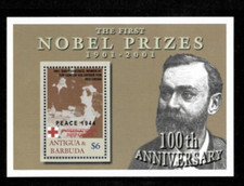 Antigua 2001 - Nobel Prize Red Cross - Souvenir Stamp Sheet - Scott #2520 - MNH