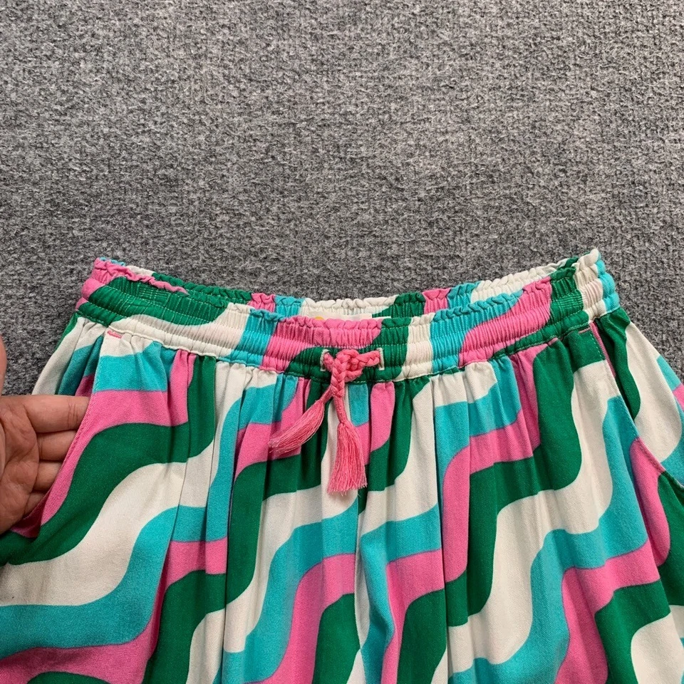 Boden Shorts Girls 11-12Y Pink Green Multi Wave Striped Elastic Waist Culotte - Изображение 4 из 4