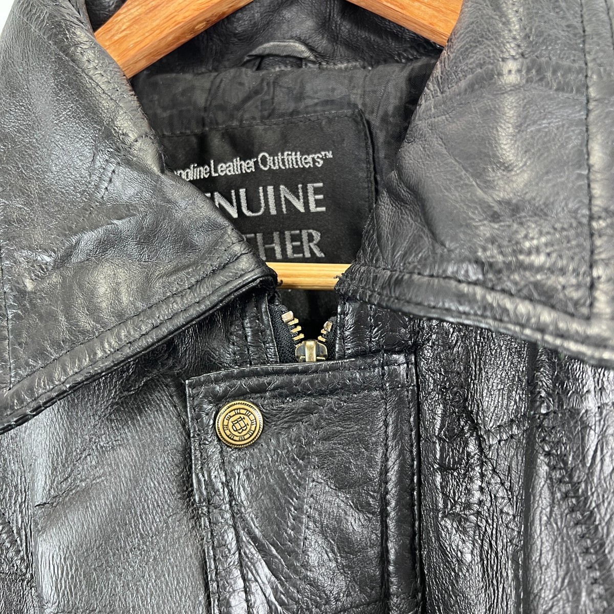 Vintage Napoline Leather Bomber Jacket Patchwork Zip Pockets Biker