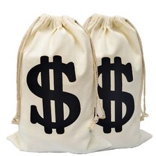 2 Pack Dollar Sign Drawstring Bag for Halloween Party Favors Cowboy Cosplay