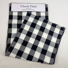 Buffalo Plaid Table Runner Black  Ivory 16"x 108" Spillproof New
