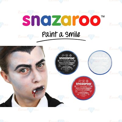 Snazaroo Face & Body Paint Make Up Vampir Dracula Halloween schwarz weiß & rot
