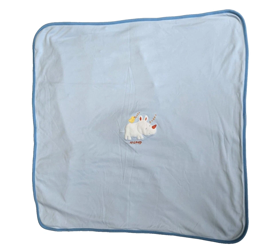 DE COLECCIÓN GYMBOREE Manta Bebé 2004 Azul Rinoceronte Dormido/Despierto 26 x 27 REVERSIBLE DIFÍCIL DE ENCONTRAR Foto 4 de 4