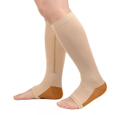 Copper Zipper Compression Socks Support Graduated Stockings Mens Women 20-30mmHg